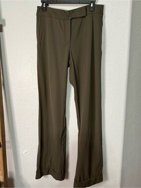 Akris Olive Green Boot-Cut Dress Pants